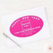 Business New Year Pink Oval Sticker (Envelop)