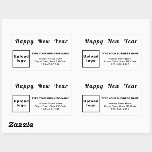 Business New Year White Rectangle Sticker (Vel)