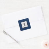 Business of Company Custom Logo on Navy Blue Vierkante Sticker (Envelop)