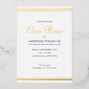 Business Open House Classic Gold Folie Uitnodiging