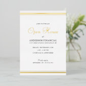 Business Open House Classic Professional Goud Folie Uitnodiging (Staand Voorkant)