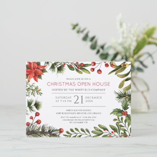 Business Open House Kerstfeestdag Kaart (Staand voorkant)