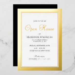 Business Open House Traditional Professional Gold Folie Uitnodiging