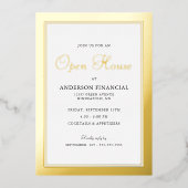 Business Open House Traditional Professional Gold Folie Uitnodiging (Voorkant)