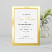 Business Open House Traditional Professional Gold Folie Uitnodiging (Staand Voorkant)