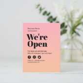 Business Open Sign Roze Sinaasappel Sunset Gradien Aankondigingskaart (Staand voorkant)