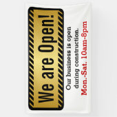 Business Open Tijdens Bouw Jobsite Sign Spandoek (Verticaal)