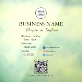 Business Opening Hours Modern Script & Qr, Social Raamsticker (Vel 3)