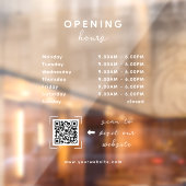 Business Opening Hours QR Code Transparent Raamsticker (Vel 2)
