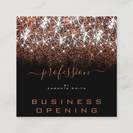 Business Opening Professional Roos Golden Glitter Vierkante Visitekaartje (Voorkant)