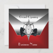 Business Opening red Silver Diamond Jewel Kaart (Voorkant)