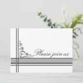 Business Party Uitnodiging Wit Zwart Grijs Streep (Staand voorkant)