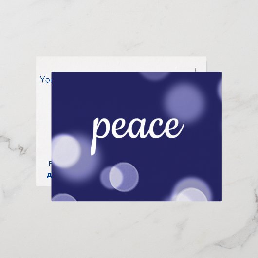 Business Peace Blue Folie Feestdagen Briefkaart (Voorkant / Achterkant)