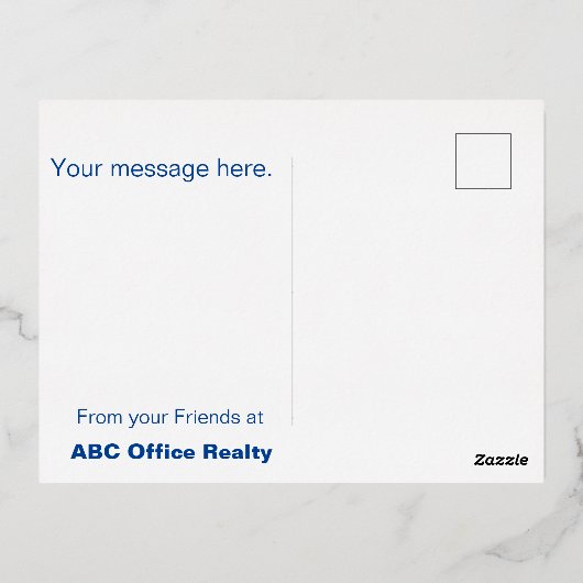 Business Peace Blue Folie Feestdagen Briefkaart (Achterkant)