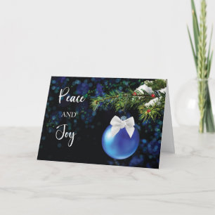 Business Peace Joy Kerst Blauw Ornament Bough Kaart