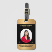 Business Photo Gold Black Elegant Personalize Bagagelabel (Voorkant (verticaal))