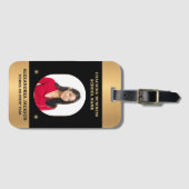 Business Photo Gold Black Elegant Personalize Bagagelabel (Voorkant (horizontaal))