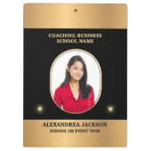 Business Photo Gold Black Elegant Personalize Klembord (Achterkant)