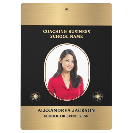 Business Photo Gold Black Elegant Personalize Klembord (Achterkant)