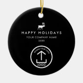 Business Photo Logo Christmas Reindeer Custom Gift Keramisch Ornament (Voorkant)