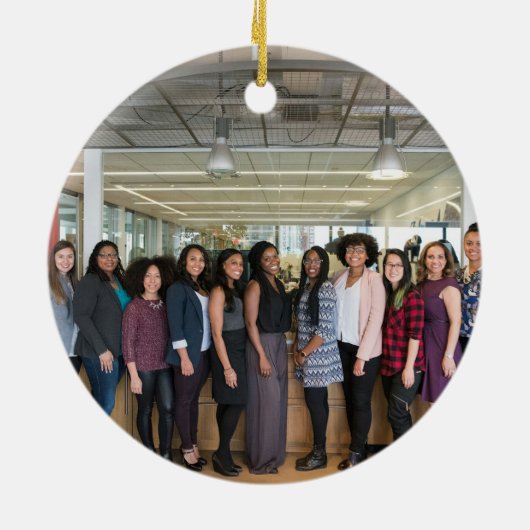 Business Photo Logo Christmas Reindeer Custom Gift Keramisch Ornament (Achterkant)