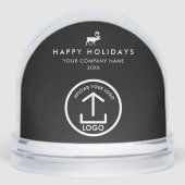 Business Photo Logo Christmas Reindeer Custom Gift Sneeuwbol (Voorkant)