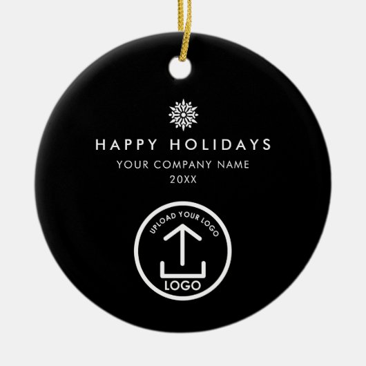 Business Photo Logo Christmas Snowflake Gift Keramisch Ornament (Voorkant)