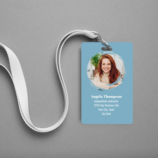 Business Photo QR Code Blue Employee Badge