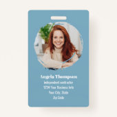 Business Photo QR Code Blue Employee Badge (Voorkant)