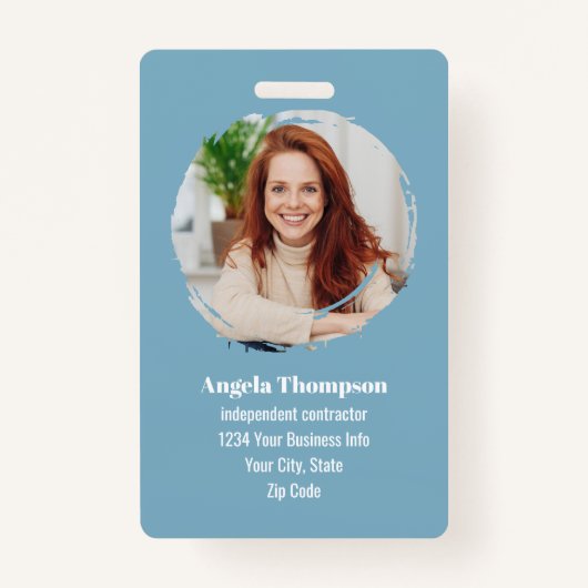 Business Photo QR Code Blue Employee Badge (Voorkant)