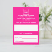 Business Pink Cadeaubon Informatiekaartje (Staand voorkant)