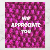 Business Pink Yarn Klantwaardering Wijn Etiket (Enkel label)