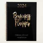 Business Planner 2024 Zwart en Goud Script Modern (Voorkant)