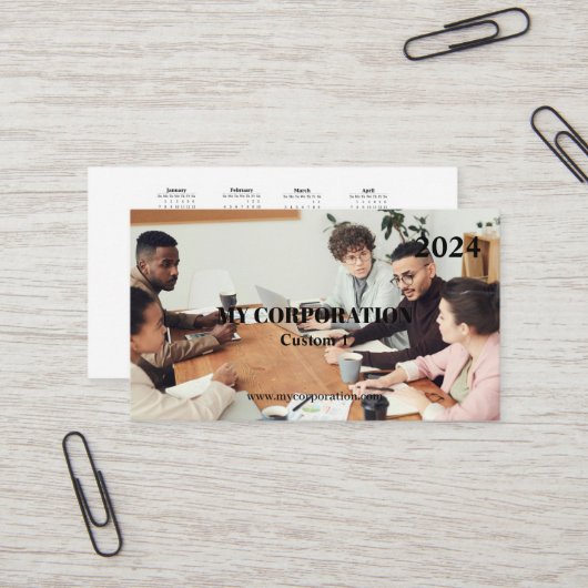 Business Pocket Kalender 2024 Visitekaartje (Voorkant / Achterkant in situ)