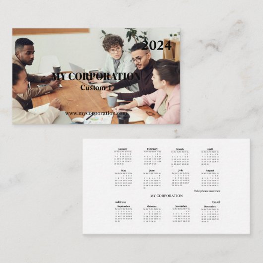 Business Pocket Kalender 2024 Visitekaartje (Voorkant / Achterkant)