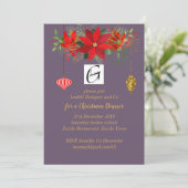 Business Poinsettia Kerstmis Mauve Gold ADD LOGO Kaart (Staand voorkant)