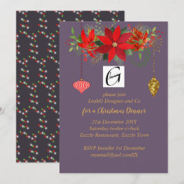 Business Poinsettia Kerstmis Mauve Gold ADD LOGO Kaart