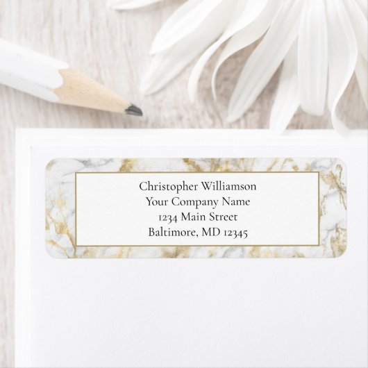 Business Professional Gold White Grey Marmer Etiket (Insitu)