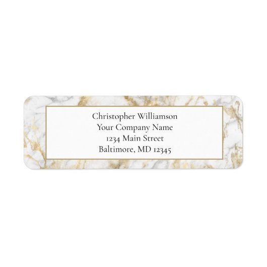 Business Professional Gold White Grey Marmer Etiket (Voorkant)
