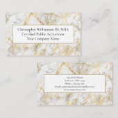 Business Professional Gold White Grey Marmer Visitekaartje (Voorkant / Achterkant)