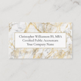 Business Professional Gold White Grey Marmer Visitekaartje