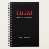 Business Professional Monogram Logo Black Red Planner (Voorkant)