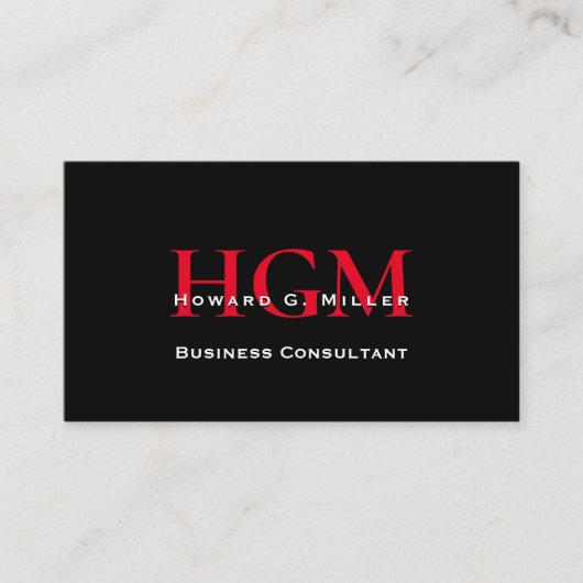 Business Professional Monogram Logo Black Red Visitekaartje (Voorkant)