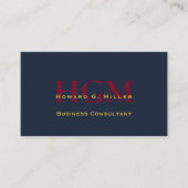 Business Professional Monogram Logo Navy Red Gold Visitekaartje (Voorkant)