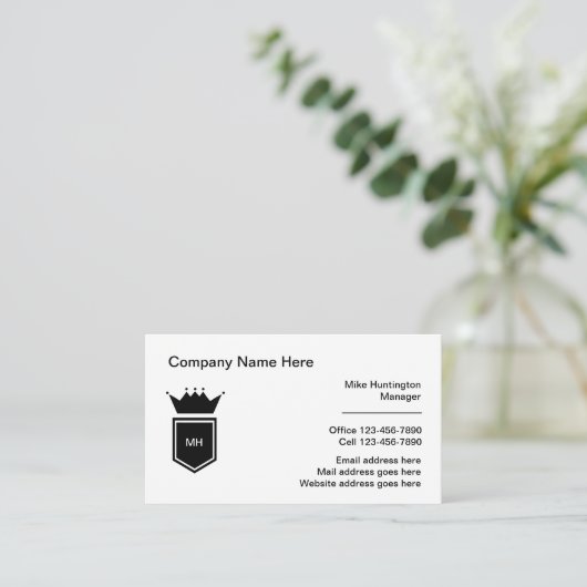 Business Professional Monogram Visitekaartjes (Staand voorkant)