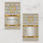 Business Profile Card Elegant Cream Gold Deco Visitekaartje (Voorkant / Achterkant)