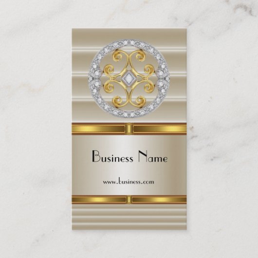 Business Profile Card Elegant Cream Gold Deco Visitekaartje (Voorkant)