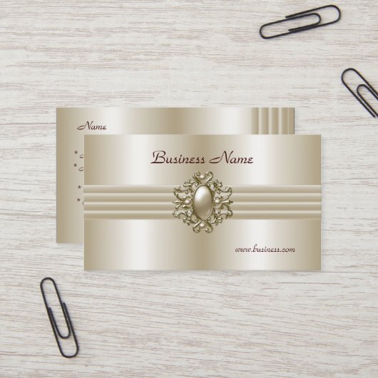 Business Profile Card Elegant Pearl Afbeelding Visitekaartje (Voorkant / Achterkant in situ)