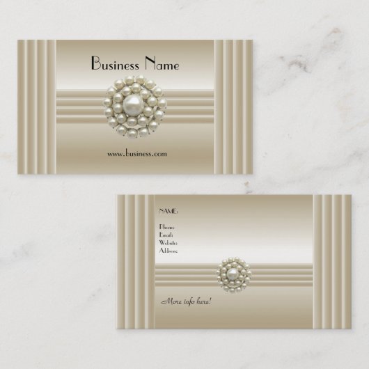 Business Profile Card Elegant Pearl Gem Deco Visitekaartje (Voorkant / Achterkant)