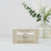 Business Profile Card Elegant Pearl Gem Deco Visitekaartje (Staand voorkant)